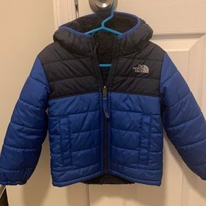 Fuzzy Blue North Face Winter Coat
